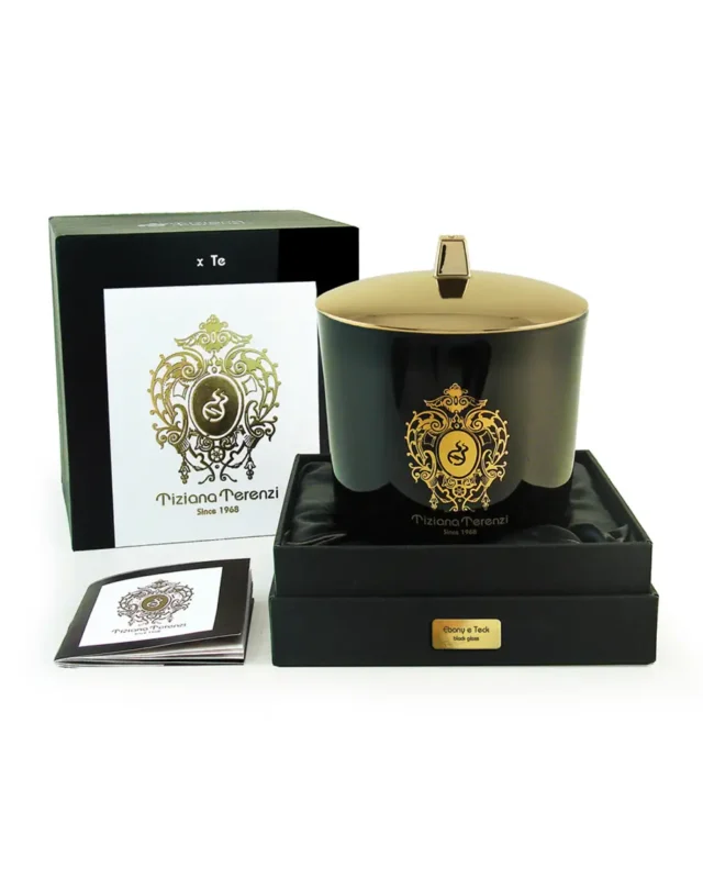 TIZIANA TERENZI EBONY AND TECK BLACK GLASS CANDLE 500ML