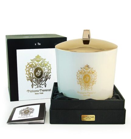 TIZIANA TERENZI GOLD ROSE OUDH WHITE GLASS CANDLE 1000ML